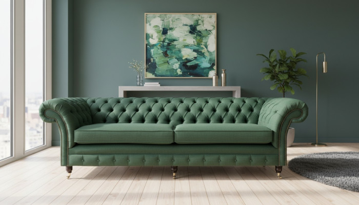 Button sofa Chesterfield sofas 4-seater couch upholstery fabric living room furniture