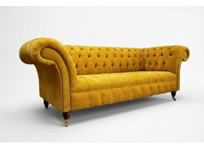 Designer yellow Chesterfield 3-seater luxury three-seater sofa