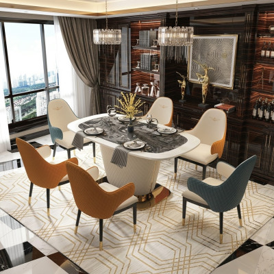 Design dining table leather stone table modern dining tables furniture 160x90 tables
