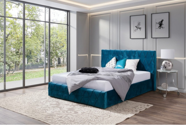 Classic Velvet Double Design Bed Luxury Design Beds Double Turquoise New