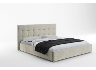 Beige 160x200 bed, bedroom beds, textile leather, hotel luxury upholstery, big new