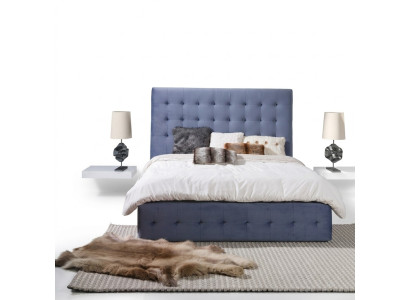 Classic bedframe blue upholstered bed design hotel frames textile double