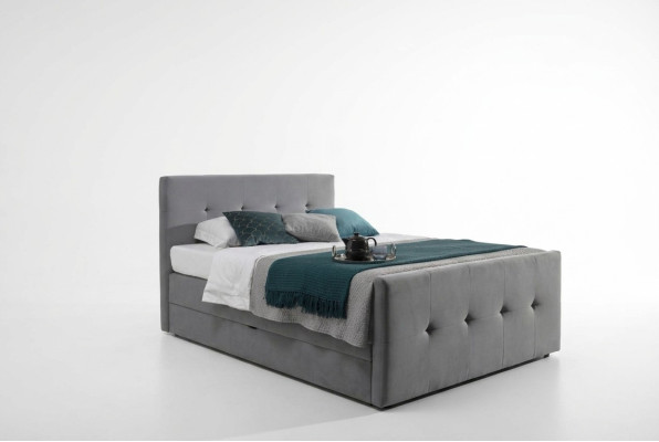 Modern gray Chesterfield bed luxurious double beds bedroom furniture