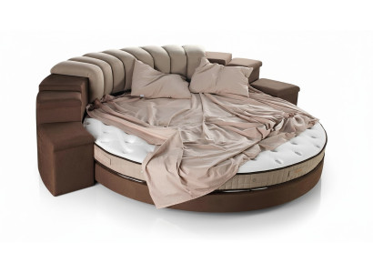 Round bed modern design luxury upholstered round beds textile fabric
