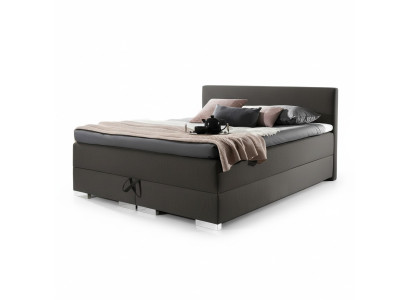 Upholstered double XXL design bed in textile leather baroque