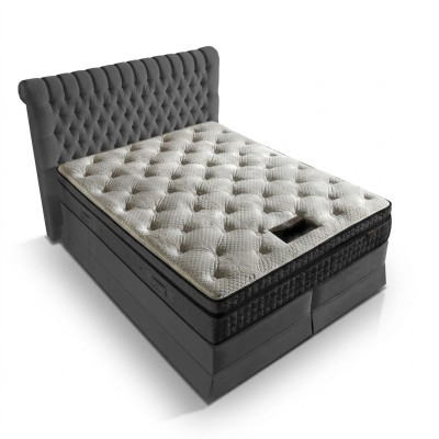 Gray luxury bedroom Chesterfield bed upholstery design luxury double beds