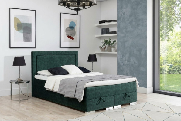 Heavenly box spring bed double bed with mattress and topper green beds