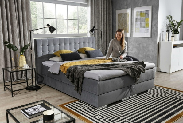 Chesterfield Design Bed Textile Velvet Upholstery Velvet Hotel Beds Bedroom New