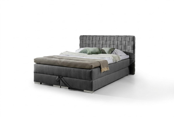 Bed Design Luxury Hotel Beds 200x200cm Box Spring Bed Textile Grey 200x200cm New