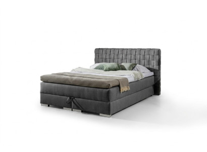 Bed Design Luxury Hotel Beds 200x200cm Box Spring Bed Textile Grey 200x200cm New