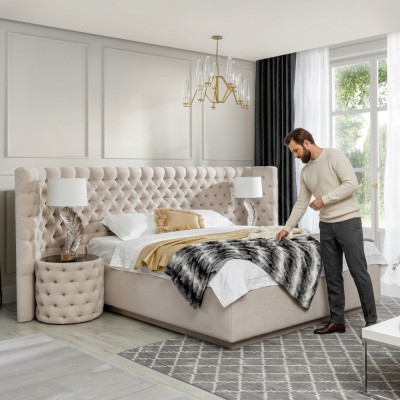 Chesterfield bed luxury bedroom hotel decor upholstered beds with buttons
