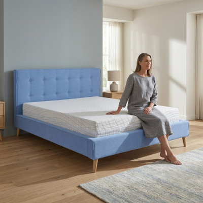 Chesterfield Velvet Double Design Bed Luxury Design Beds Double Blue New