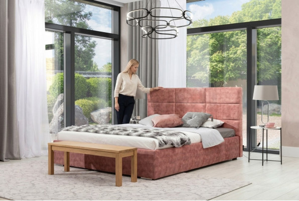 Double bed classic high-quality design textile frames bed beds 140 x 200