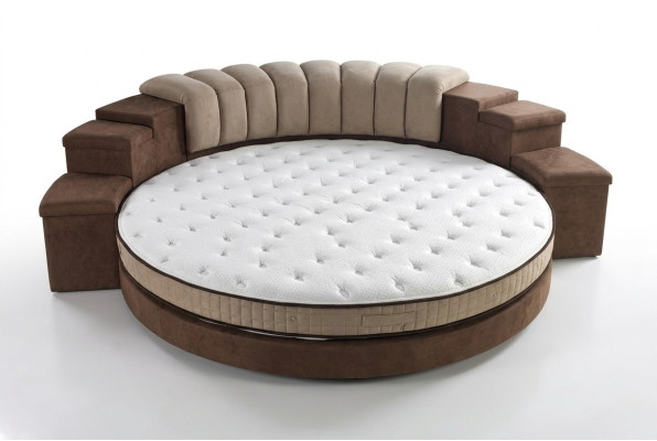 Round bed round design beds textile double luxury hotel frame sleep room