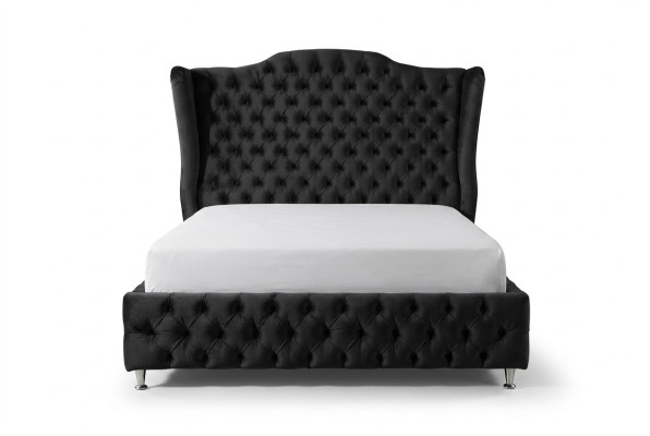 Black bed Chesterfield upholstery double bed luxury bedroom design beds