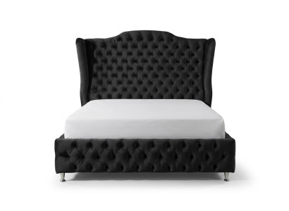 Black bed Chesterfield upholstery double bed luxury bedroom design beds