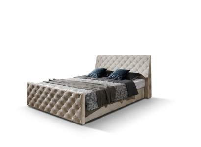 Chesterfield bed bedroom beds textile 200x200cm velvet big hotel beige new