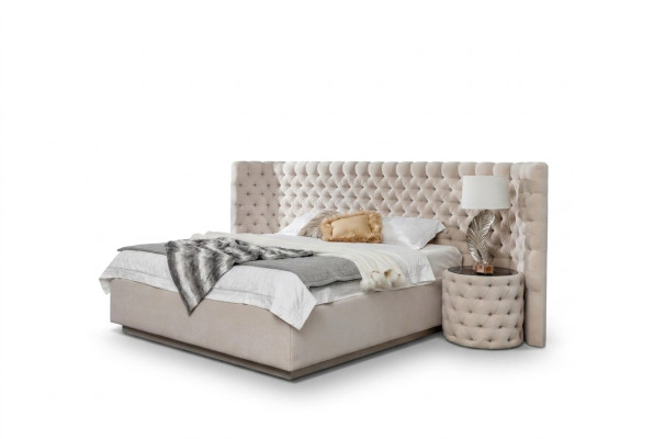 Chesterfield Hotel Double Upholstered Leather Bed Luxury Bedroom Beds
