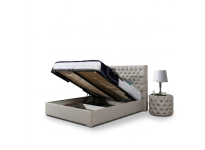Modern Bed, White Stylish Chesterfield Double Bed, Design Beds, Upholstered Bed