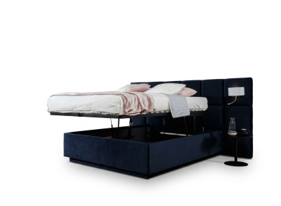 Bed Double Beds Luxury Bedroom 200x200cm Bed Box Fabric Lighting New