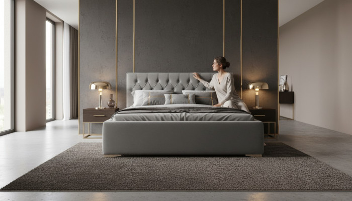 Chesterfield Textile Bed Upholstered Design 140x200 Double Bed Beds Bed Frame