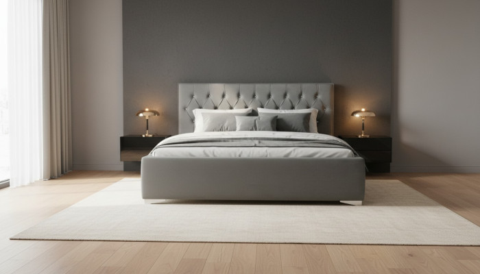 Chesterfield Textile Bed Upholstered Design 140x200 Double Bed Beds Bed Frame