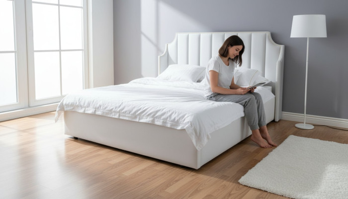 Leather design bed frame modern double bedroom luxury hotel double bed