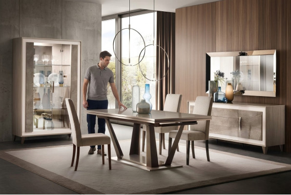 Classic design dining table Italian style furniture tables light brown