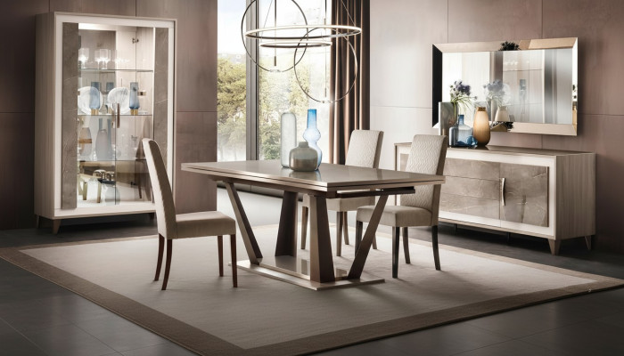 Classic design dining table Italian style furniture tables light brown