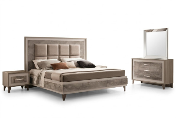 Bed Nightstand 3-piece Bedroom Set Luxury Modern Complete Italian Furniture