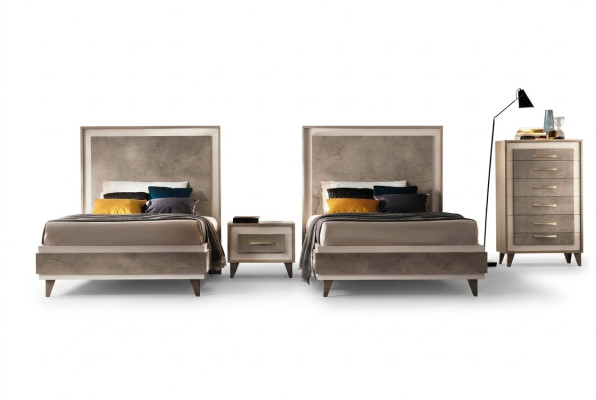 Bedroom set bed nightstands dresser style suite Italian furniture 4-piece