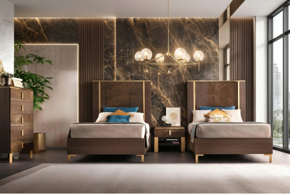 2x bed + nightstand 3-piece bedroom set designer luxury bedroom