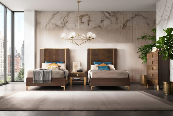 Bed, bedside table, stool, 4-piece bedroom set, modern luxury bed designs