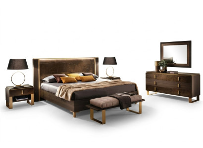 Bedroom set bed nightstands stool beds design Italian furniture 4-piece