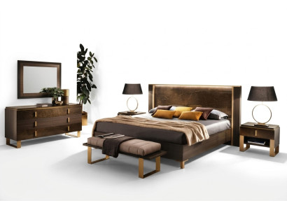 Bed, nightstand, dresser, 4-piece, bedroom set, deco design, modern luxury.