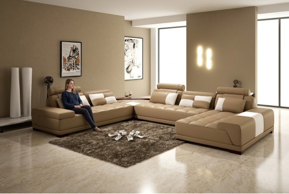 Leather sofa with USB sofa cushions seat corner living landscape couch corner suite PH376