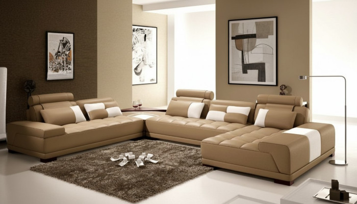 Leather sofa with USB sofa cushions seat corner living landscape couch corner suite PH376