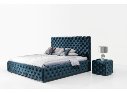 Double bed bedroom velvet beds Chesterfield bed frame bedside table 3-piece set