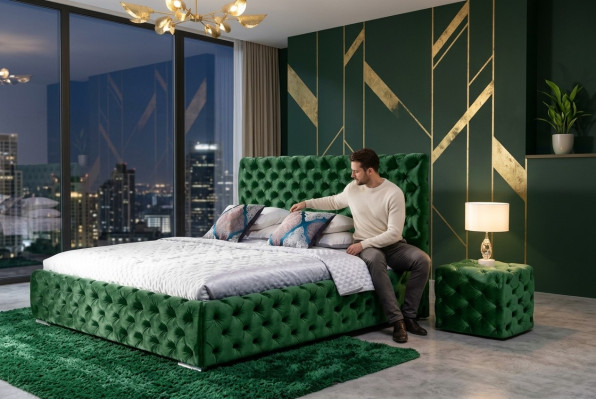 Bed Bedroom Set Design Furniture Modern Luxury Beds Chesterfield Green 140x200