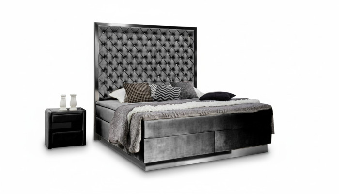 Box spring bed bedroom set 3-piece textile bed 2x bedside table design beds new