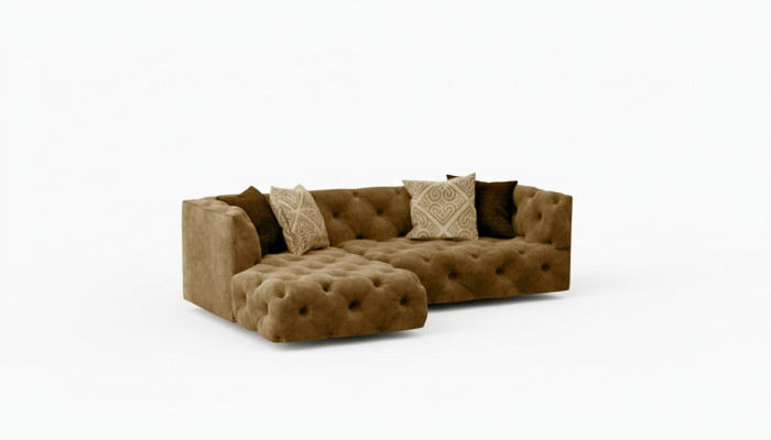 Chesterfield L-shape corner sofa design fabric upholstery suite sofa corner new