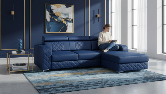 Sectional leather sofa L-shaped modern furniture design living area couch velvet fabric textile