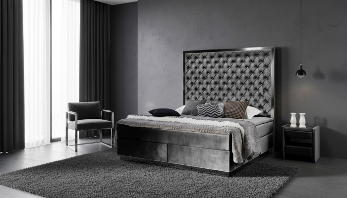 Box spring bed with 2 bedside tables, 3-piece bedroom set, luxury furniture, new beds