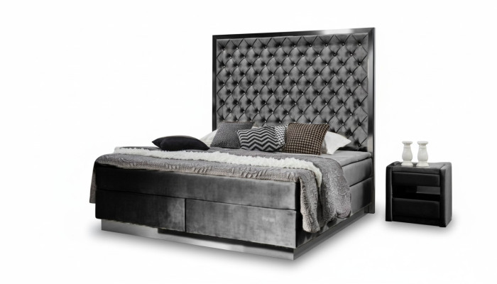 Box spring bed with 2 bedside tables, 3-piece bedroom set, luxury furniture, new beds