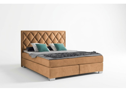 Luxury box spring bed fabric hotel beige beds bedroom furniture design double