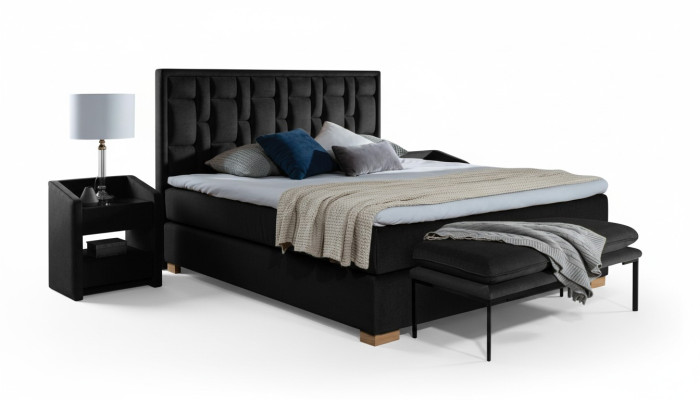 Luxury Box Spring Bed Black Blue Beds Bedroom Furniture Design Double Hotel