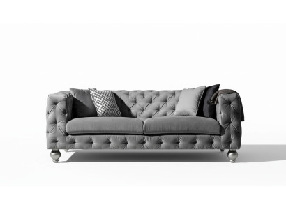 Three-seater fabric living room gray design sofa sofas velvet XXL big upholstered couches