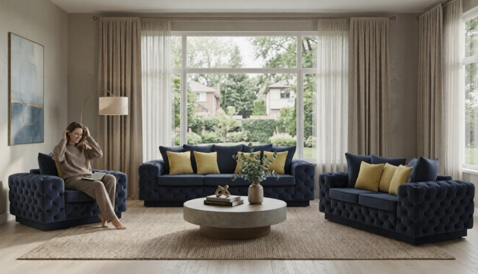 Luxury 4-seater couch upholstered sofa leather fabric textile couches suite three-seater