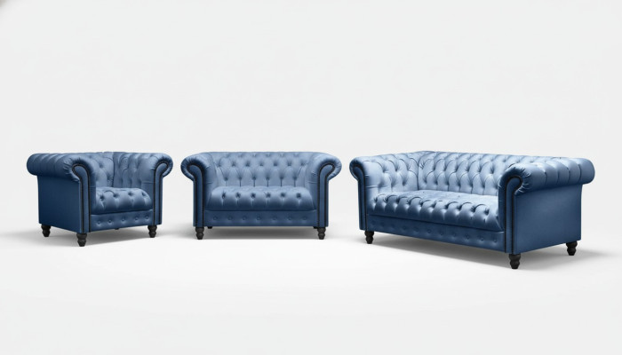 Three-seater Chesterfield sofa couch upholstery luxury furniture fabric couches