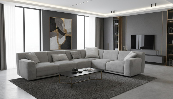Corner sofa L-shaped design couch textile fabric living landscape corner set sofas couches